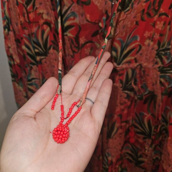 FARM RIO Red pineapple bloom v neck mini dress *flawed* - Picture 9 of 12